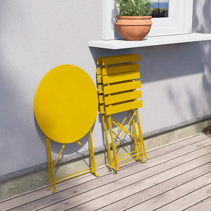 3-teiliges Gartenmöbel-Set aus Premium-Stahl, klappbar, gelb
