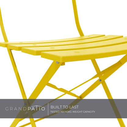 3tlg. Bistro Set Gartenmöbel Stahl Premium Klappbar Gelb