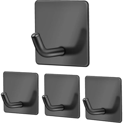Selbstklebende Handtuchhaken Schwarz, 4er Pack, Edelstahl
