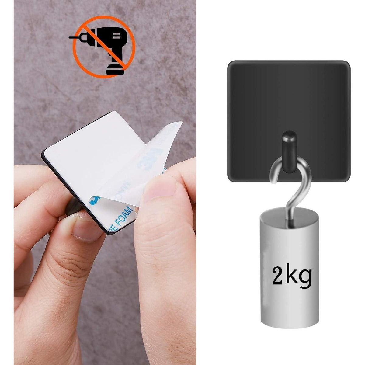 Selbstklebende Handtuchhaken Schwarz, 4er Pack, Edelstahl