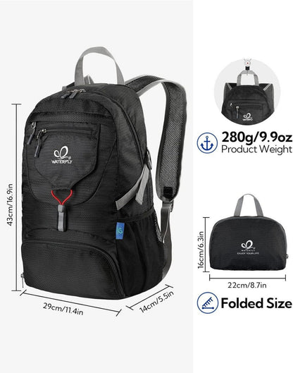 Ultraleicht Faltbarer 20L Wanderrucksack Schwarz