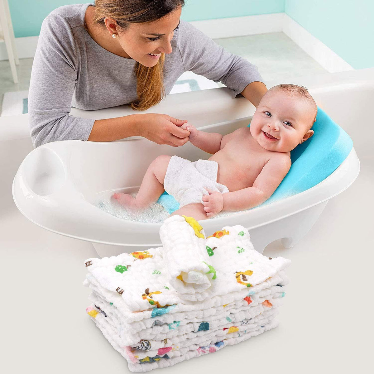 10er Set Baby Musselin Waschlappen Bio-Baumwolle Baby Handtücher