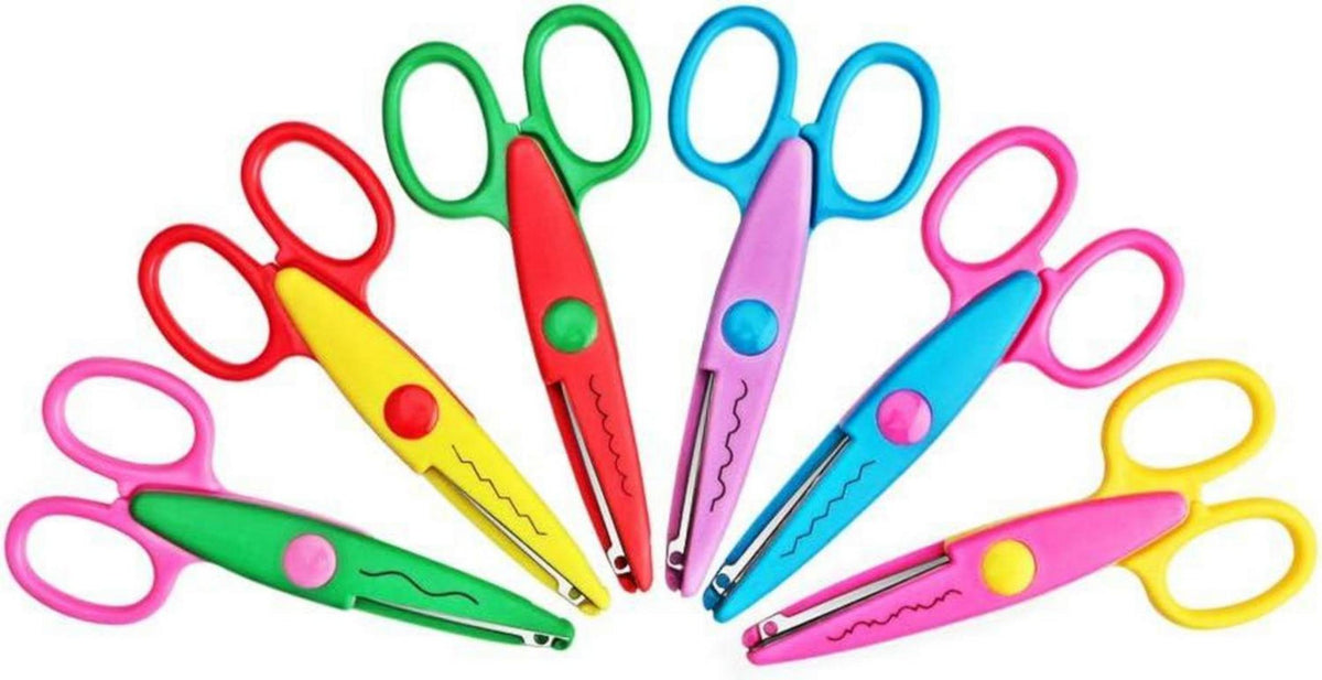 Kinder Bastelscheren Set, 6er-Set Zick-Zack-Schere