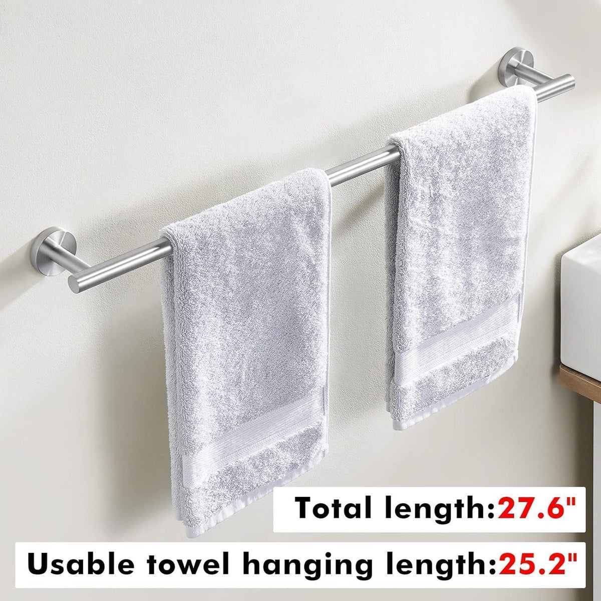 Edelstahl Handtuchhalter 70cm gebürstet, rostfrei, Wandmontage