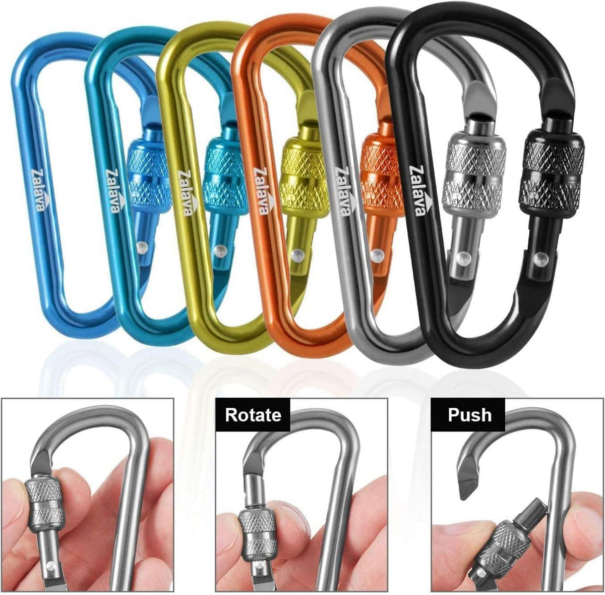 6 Stück Mini Karabinerhaken Aluminium für Camping Angeln Wandern Travel