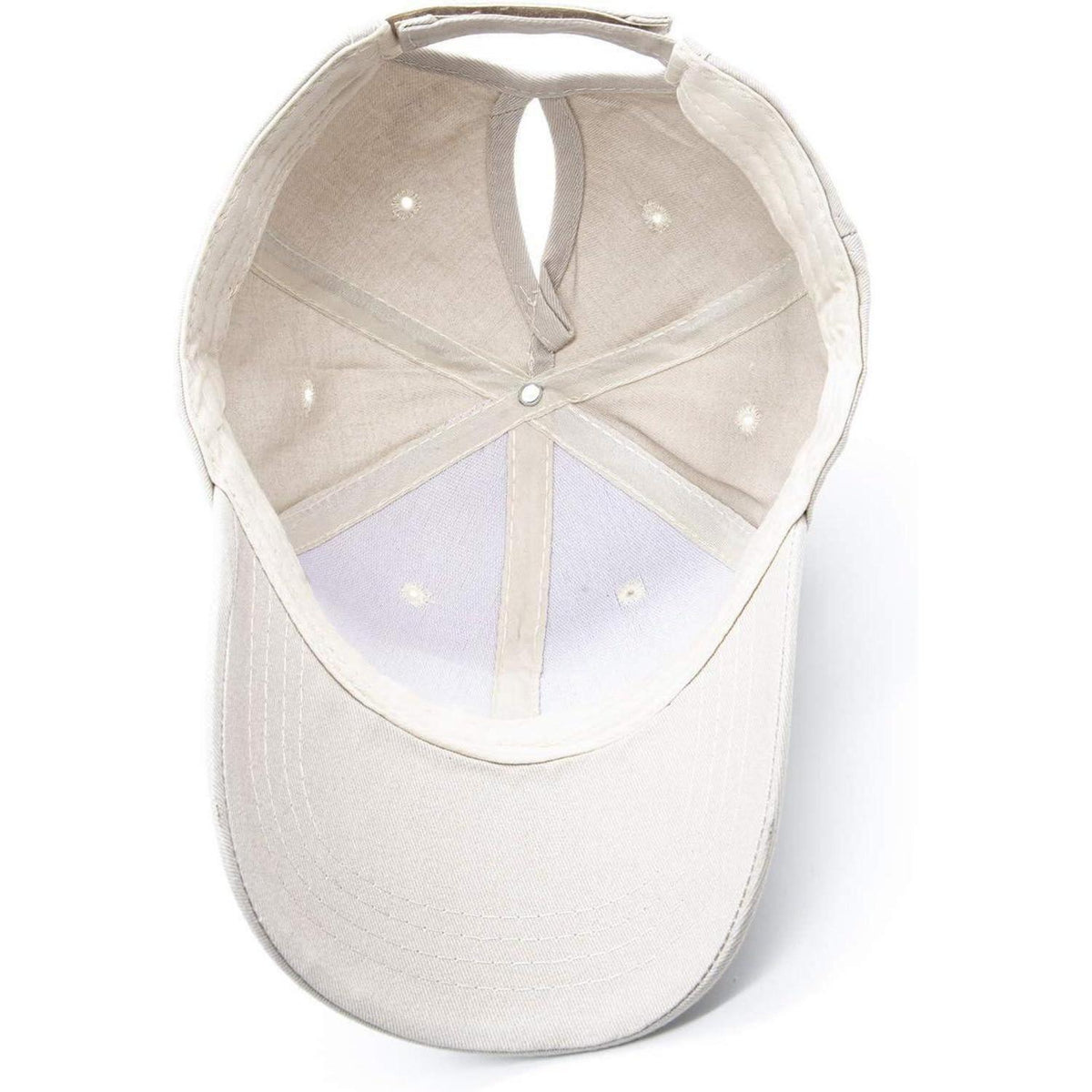 Basecap Damen Pferdeschwanz Baumwolle Beige | Sonnenschutz Kappe