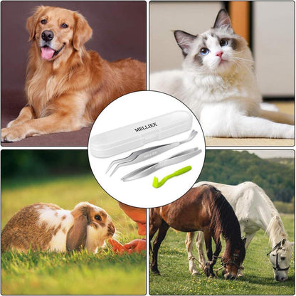 Zeckenzange Set Edelstahl für Hunde & Katzen