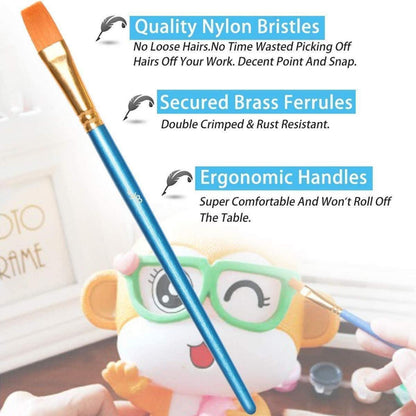 Hochwertiges Nylon Pinselset für Malen, 10 Stück