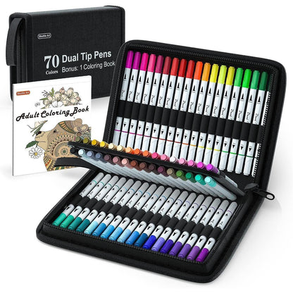 Doppelspitzen Pinselstifte, 70 Farben, Malbuch, Fineliner