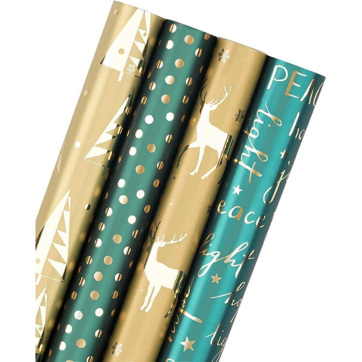 Geschenkpapier Rolle Grün Gold Glitzer - 4 Rollen 76x305cm