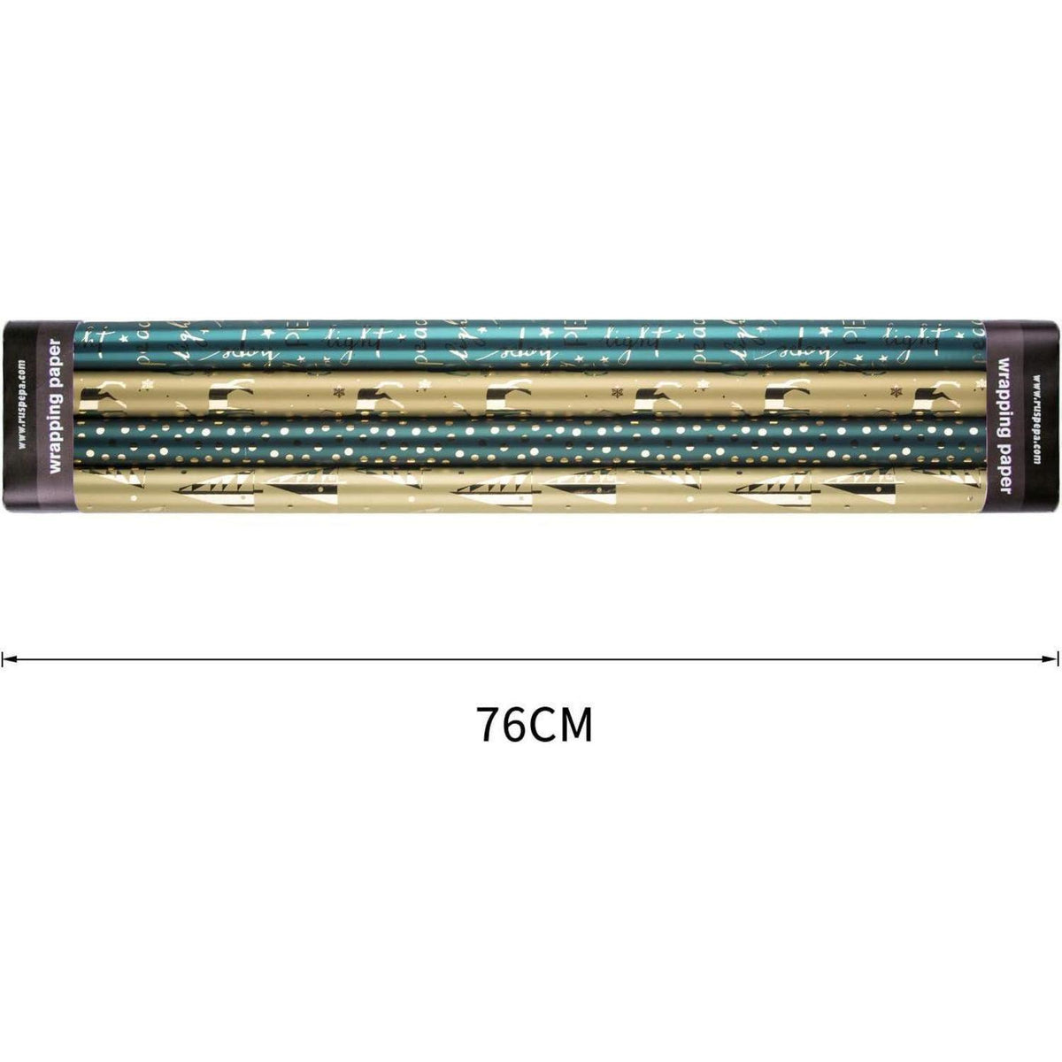 Geschenkpapier Rolle Grün Gold Glitzer - 4 Rollen 76x305cm