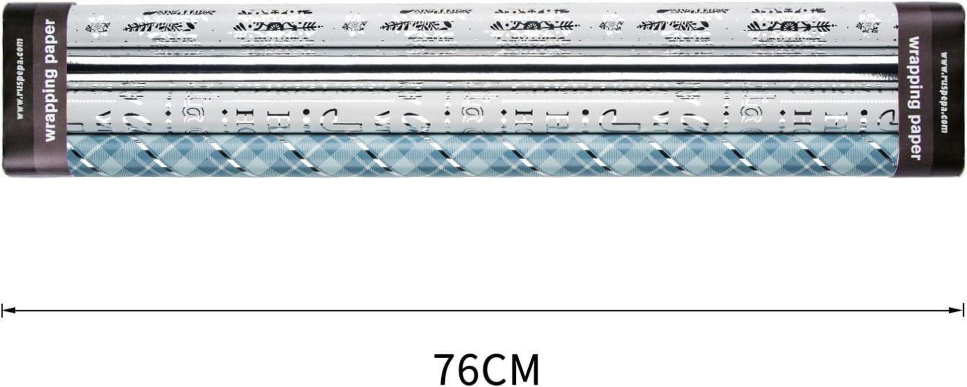 RUSPEPA Geschenkpapier 4 Rollen 76cm x 305cm Silber Blau Glitter Metallic