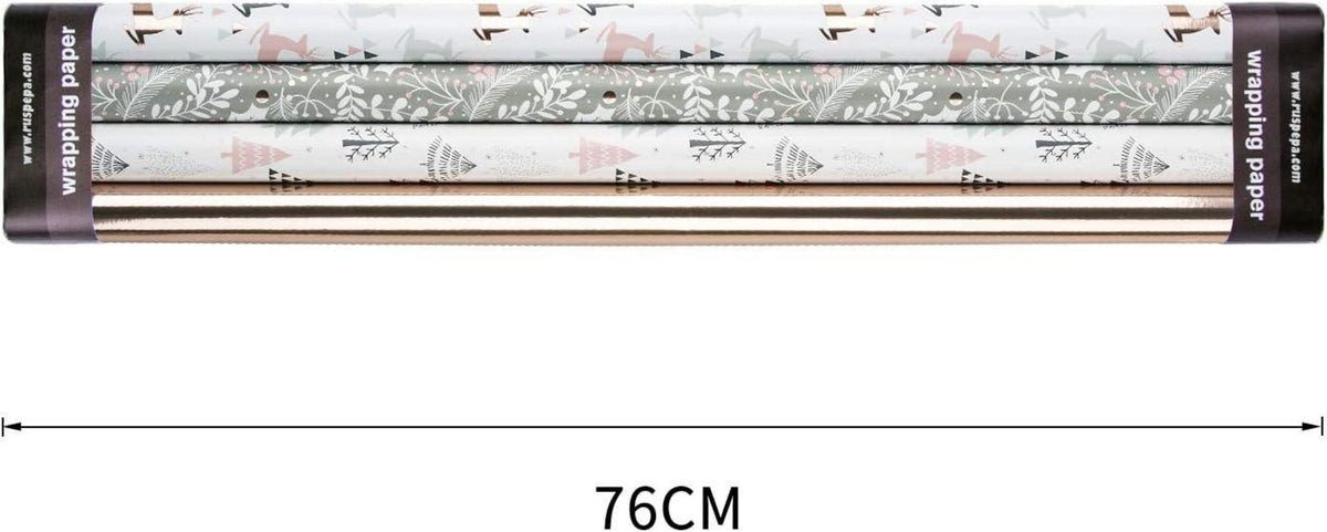 Rosa und graues Hirsch Motiv Geschenkpapierrolle 4 Rollen 76cm X 305cm Glitzernd Metallfolie JETZT RISIKOFREI Kaufen