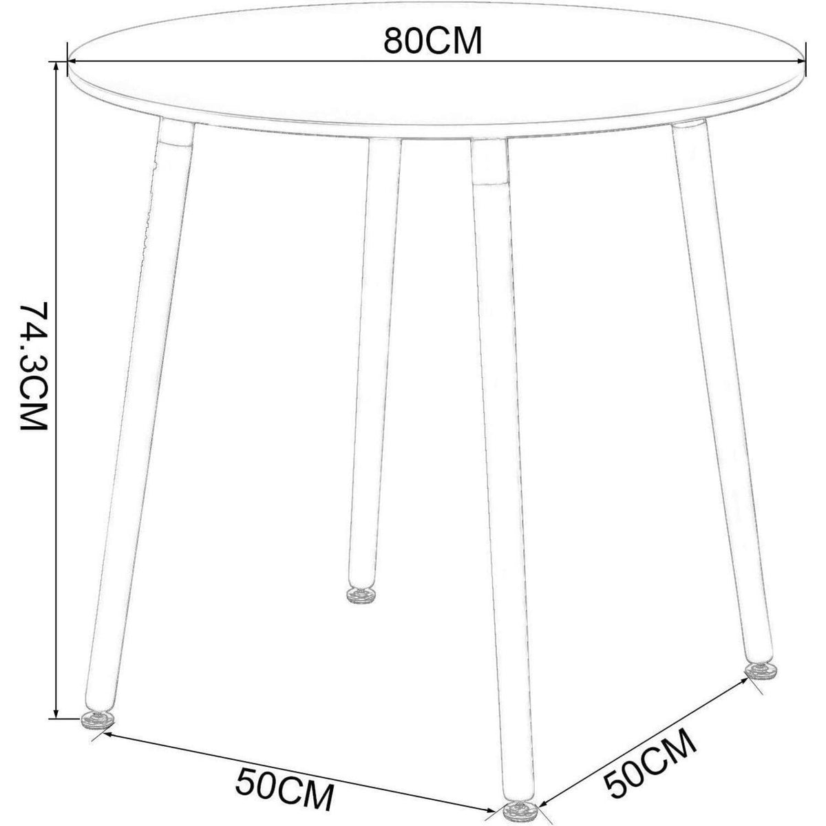 Moderner runder Esstisch Grau – 80cm Durchmesser