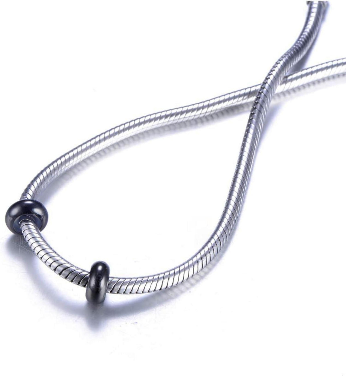 925 Sterling Silber Gummi Spacer Stopper Charm, 2er Set - Schwarz - ST014C