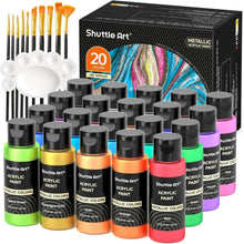 Shuttle Art Metallic Acrylfarben Set 20 Farben 60 ml mit