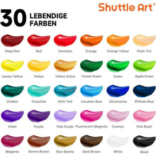 Shuttle Art Acrylfarben Set 30 Farben 36ml Tuben 3 Pinselset