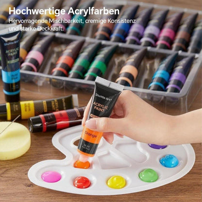 Shuttle Art Acrylfarben Set 30 Farben 36ml Tuben 3 Pinselset