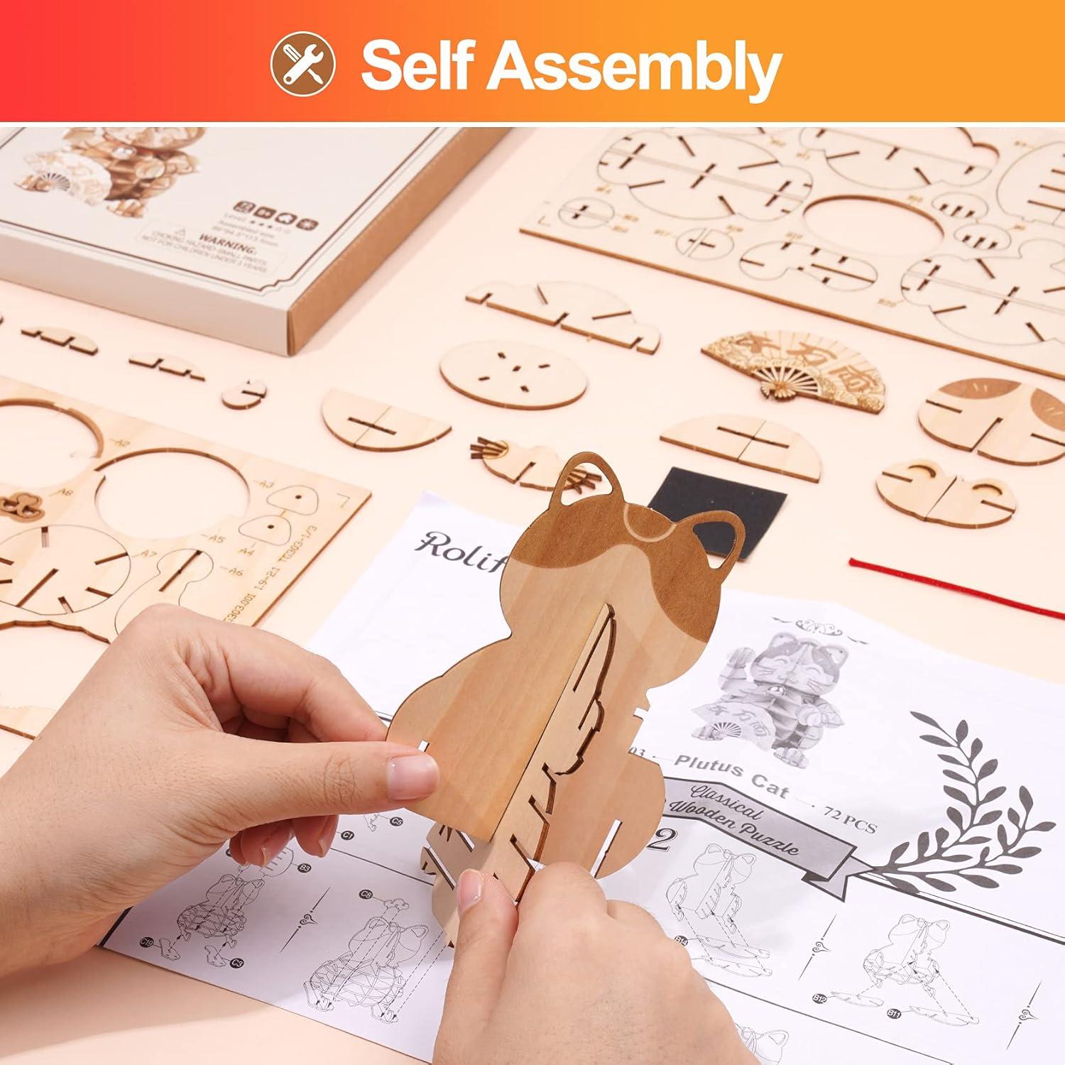 DIY 3D Holzpuzzle Katze Geschenke Dekoration Teenager Erwachsene