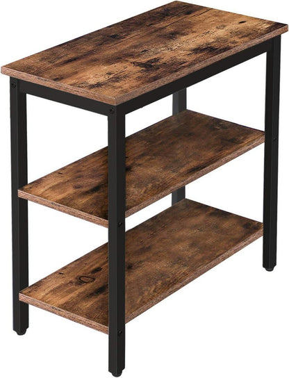 Beistelltisch mit 3 Ablagen Industriestil Vintage dunkelbraun