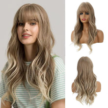 24 Zoll Ash Blonde Synthetische Gewellte Perücke mit Pony