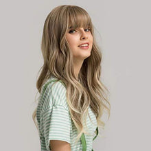 Aschblonde Gewellte Synthetische Perücke mit Pony 24 Zoll