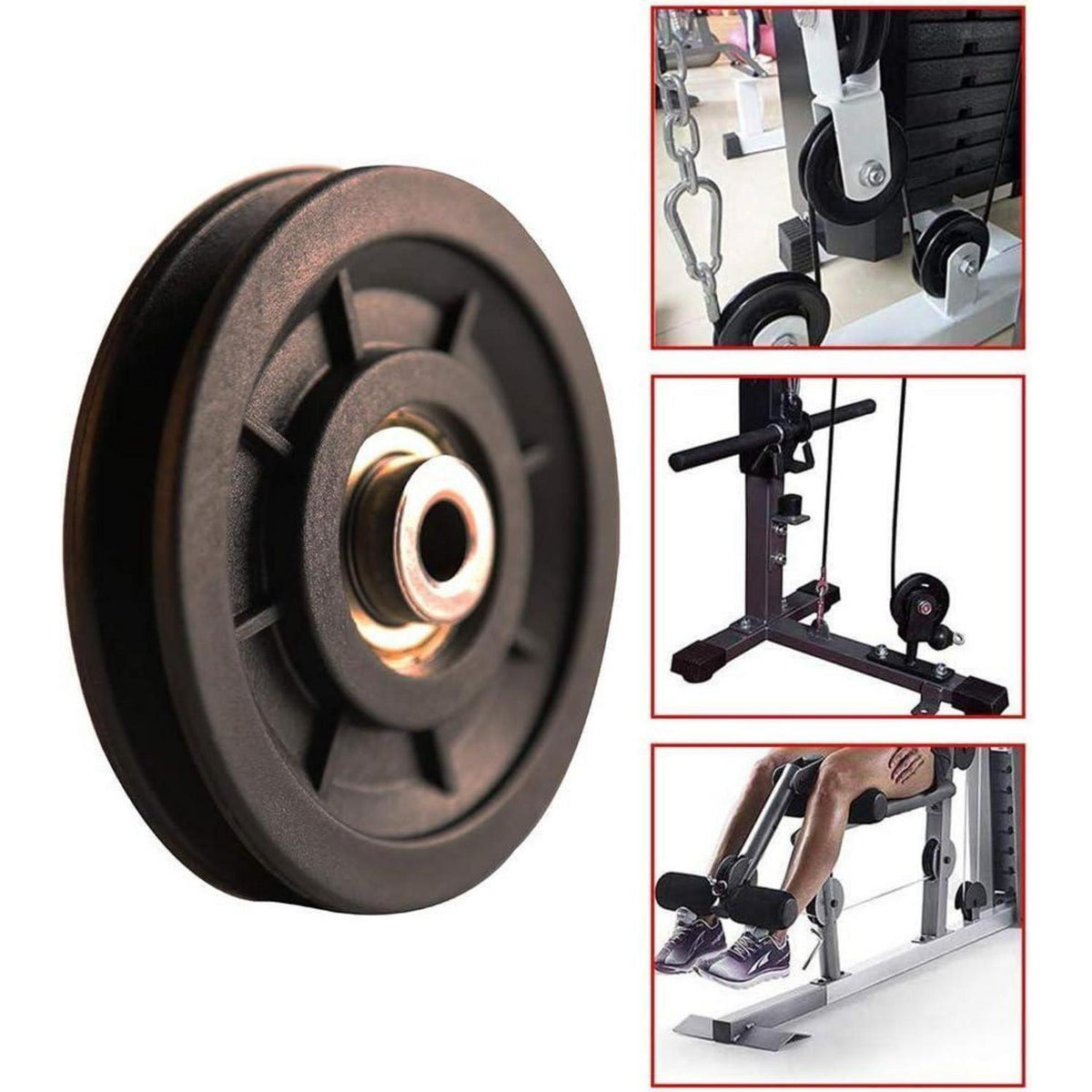 Umlenkrolle 90mm Nylon für Fitnessgeräte, Garagentore, Kabelzug (4 Stück)
