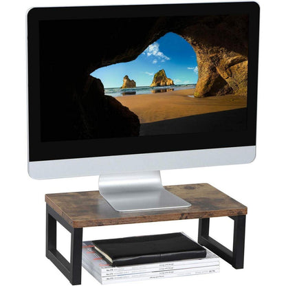 OROPY Vintage Holz Monitorständer PC Bildschirm Ständer