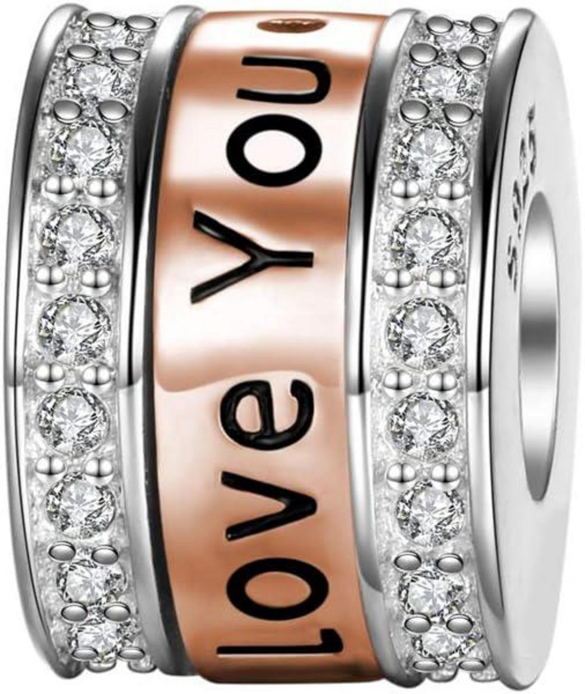 925 Sterling Silber Charm Herz Roségold Kristall Perle europäisches