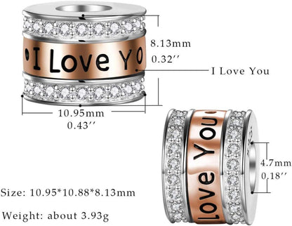 925 Sterling Silber Charm Roségold Kristall Herz Perle für