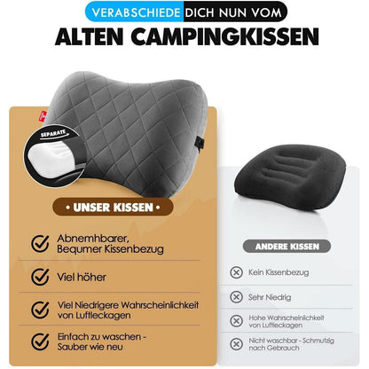Aufblasbares Reisekissen mit abnehmbarem Bezug, Grau