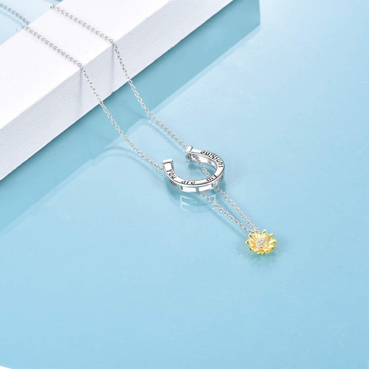 Echte 925 Sterling Silber Sonnenblume Anhänger Halskette