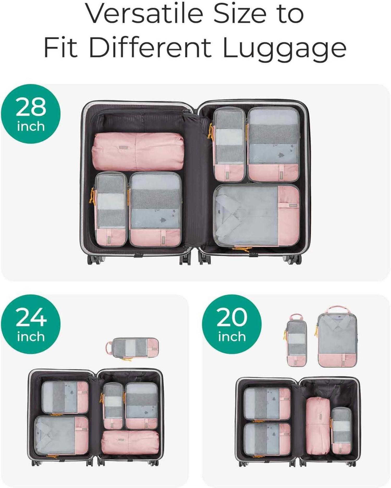 Packtaschen Set für Koffer, 6er Pack, Wasserdicht, Schwarz