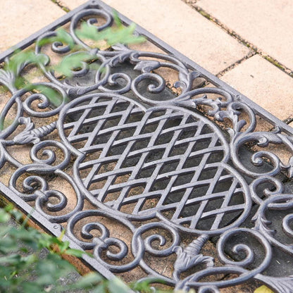 Gusseisen Fußmatte Vintage Wolken & Ranken Design 61cm