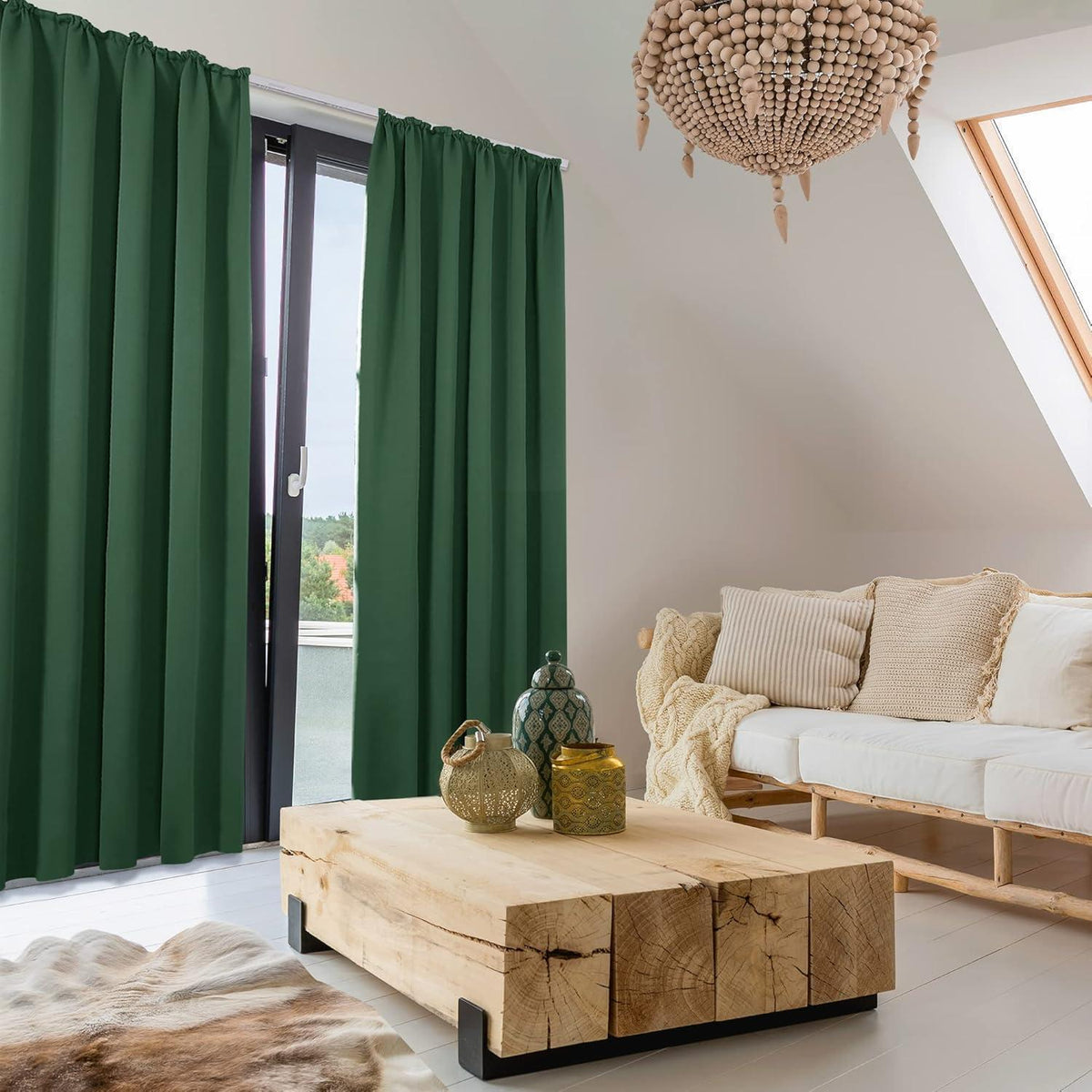 Verdunklungsvorhänge Thermo 2er Set, Waldgrün, 200x140 cm