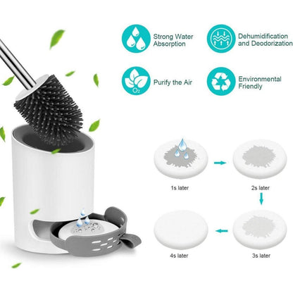 Silikon Toilettenbürste Set mit Halter & Pinzette – Grau