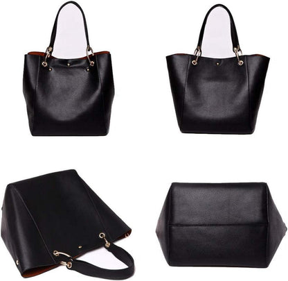 Coolives Damen 2-in-1 Shopper Schultertasche PU-Leder Vintage Handtasche