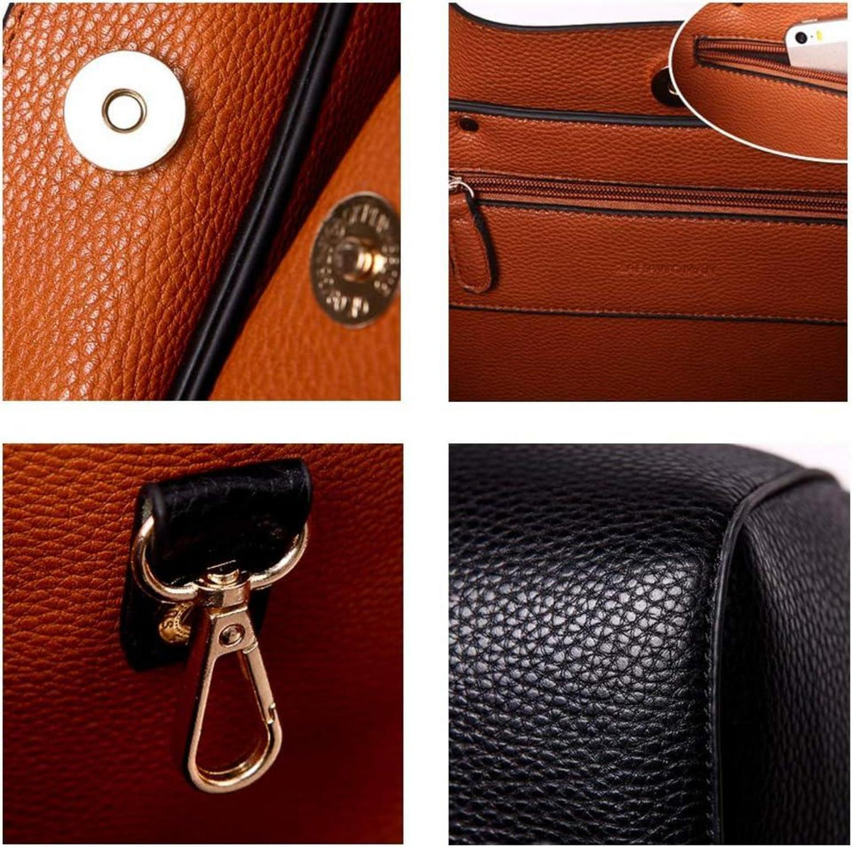 2-in-1 Damen PU-Leder Shopper Schultertasche Vintage Handtasche