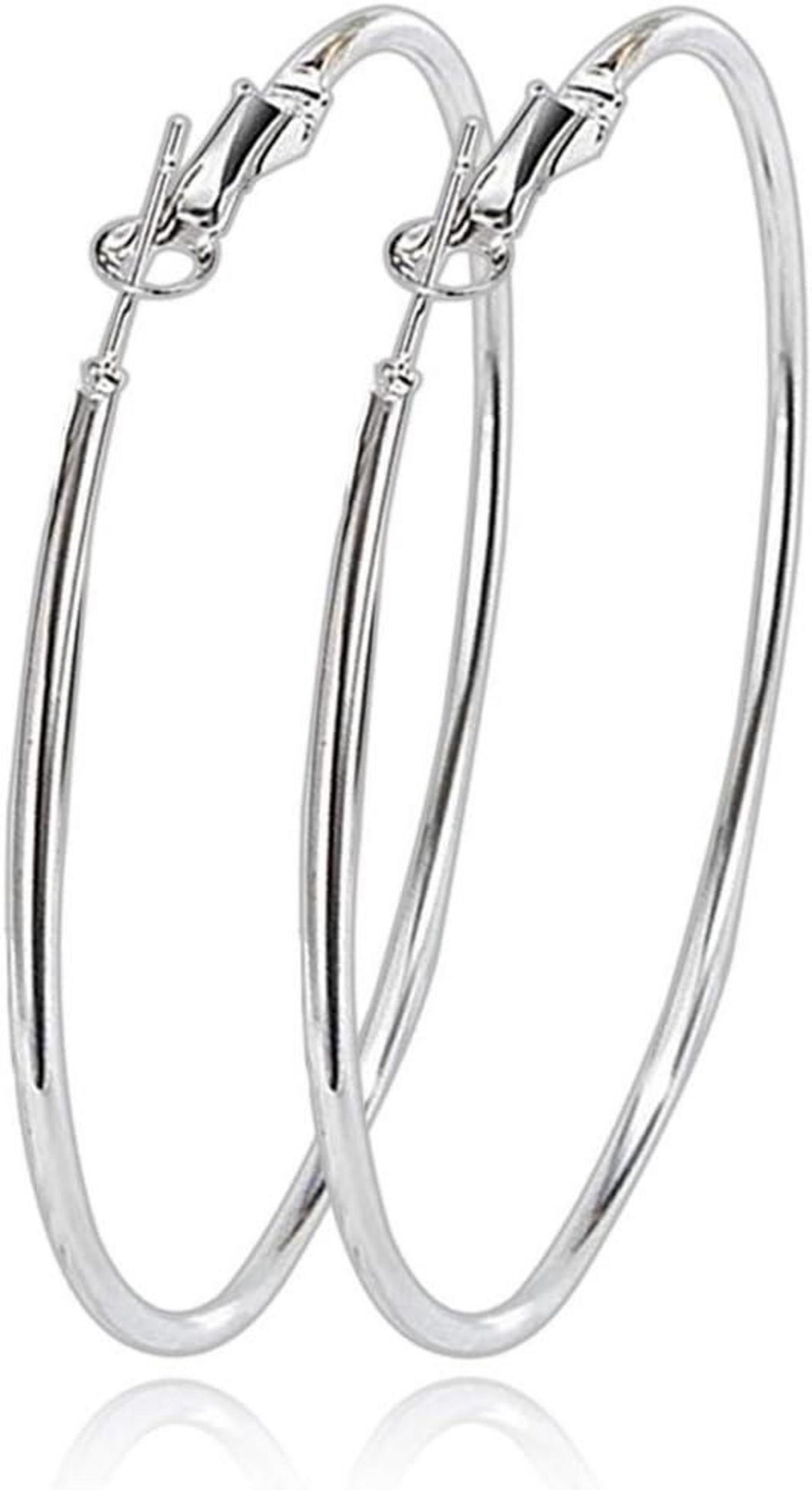 925 Sterling Silber Kreis Endless Creolen Ohrringe für Damen 55mm
