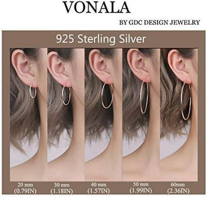 VONALA 925 Sterling Silber Runde Kreis Endless Damen Creolen 55mm