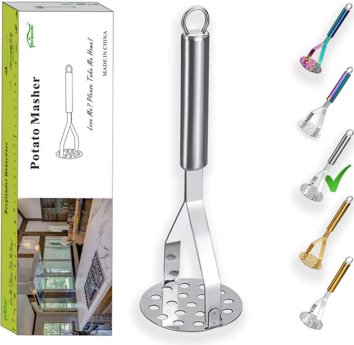 Edelstahl Kartoffelstampfer Hochleistungs Metall Utensilien Stampfer