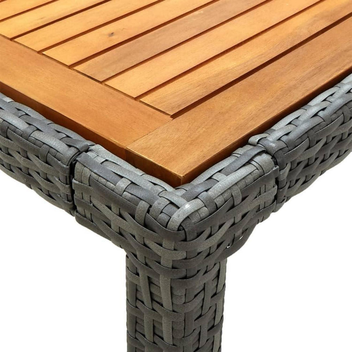 Gartenset 5-teilig Poly Rattan Grau mit Auflagen 90cm Tisch