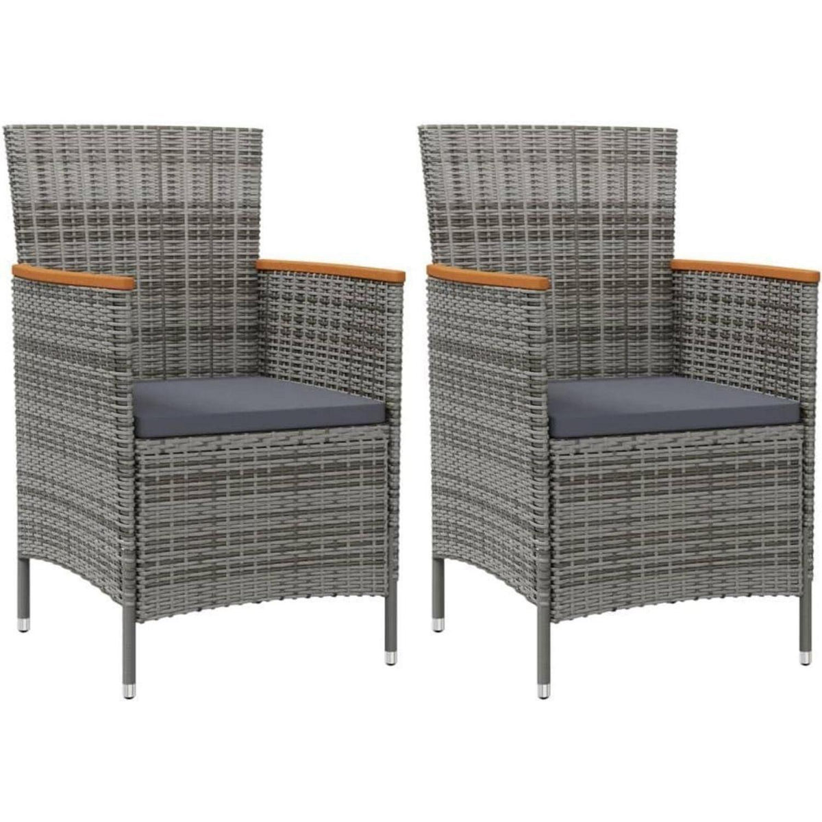 Gartenset 5-teilig Poly Rattan Grau mit Auflagen 90cm Tisch