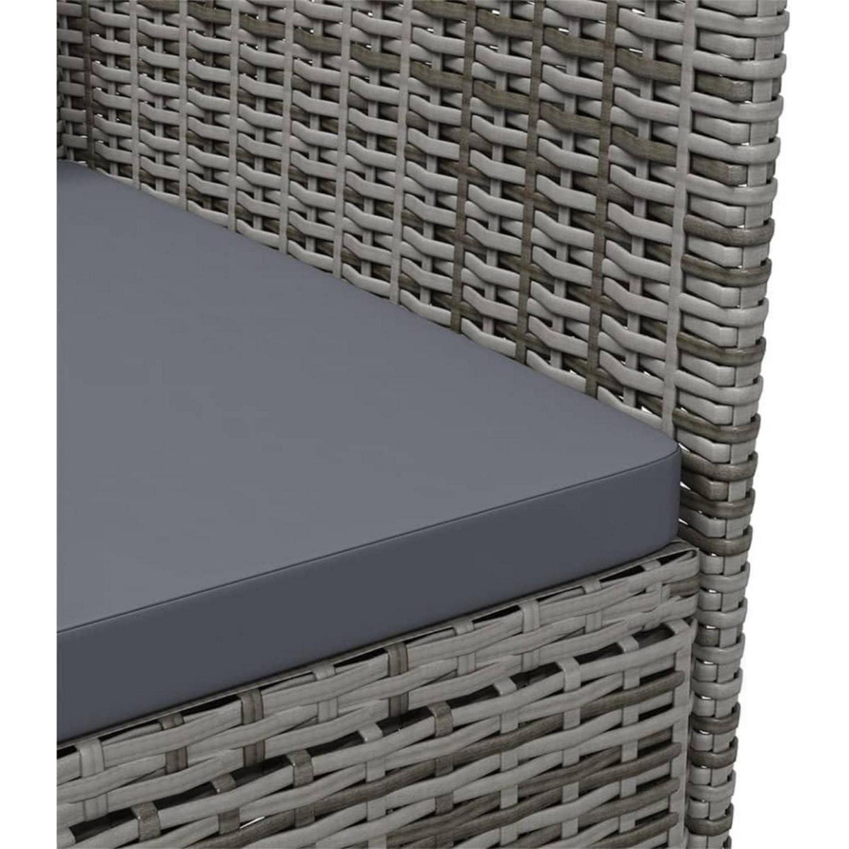 Gartenset 5-teilig Poly Rattan Grau mit Auflagen 90cm Tisch