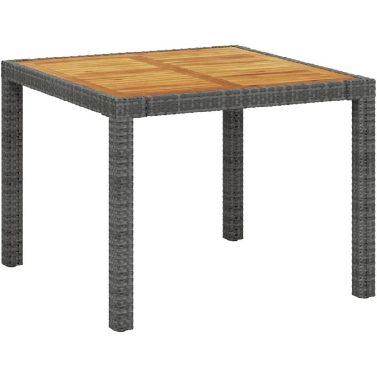 Gartenset 5-teilig Poly Rattan Grau mit Auflagen 90cm Tisch