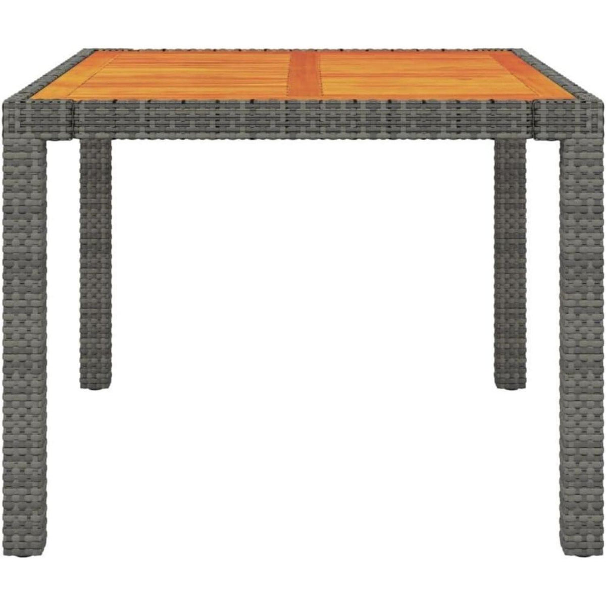 Gartenset 5-teilig Poly Rattan Grau mit Auflagen 90cm Tisch