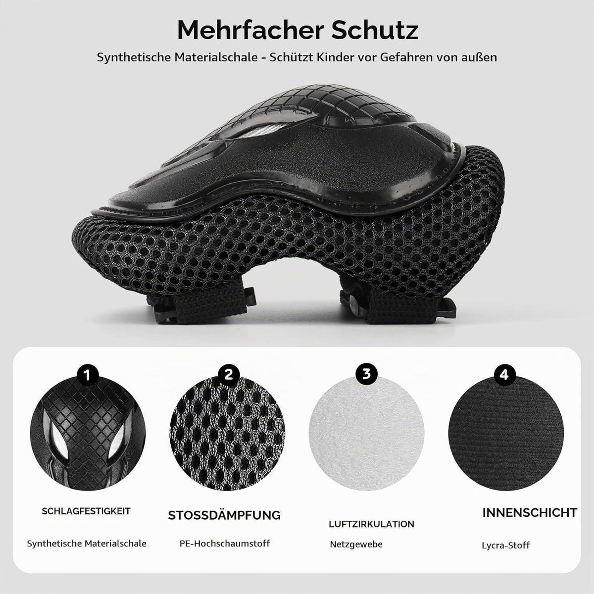 Kinder Skaterhelm Set mit Schutzausrüstung 54-58cm