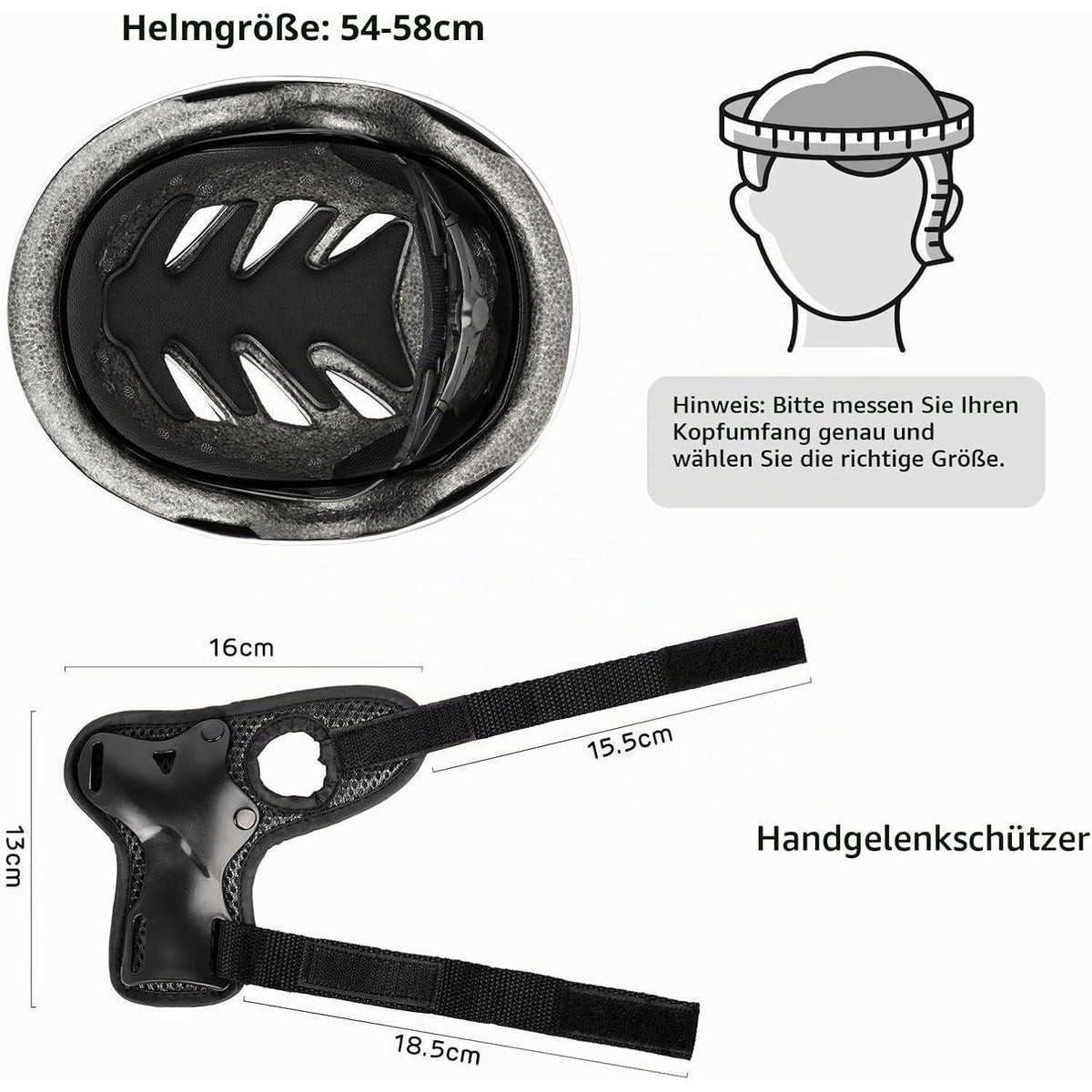 Kinder Skaterhelm Set mit Schutzausrüstung 54-58cm