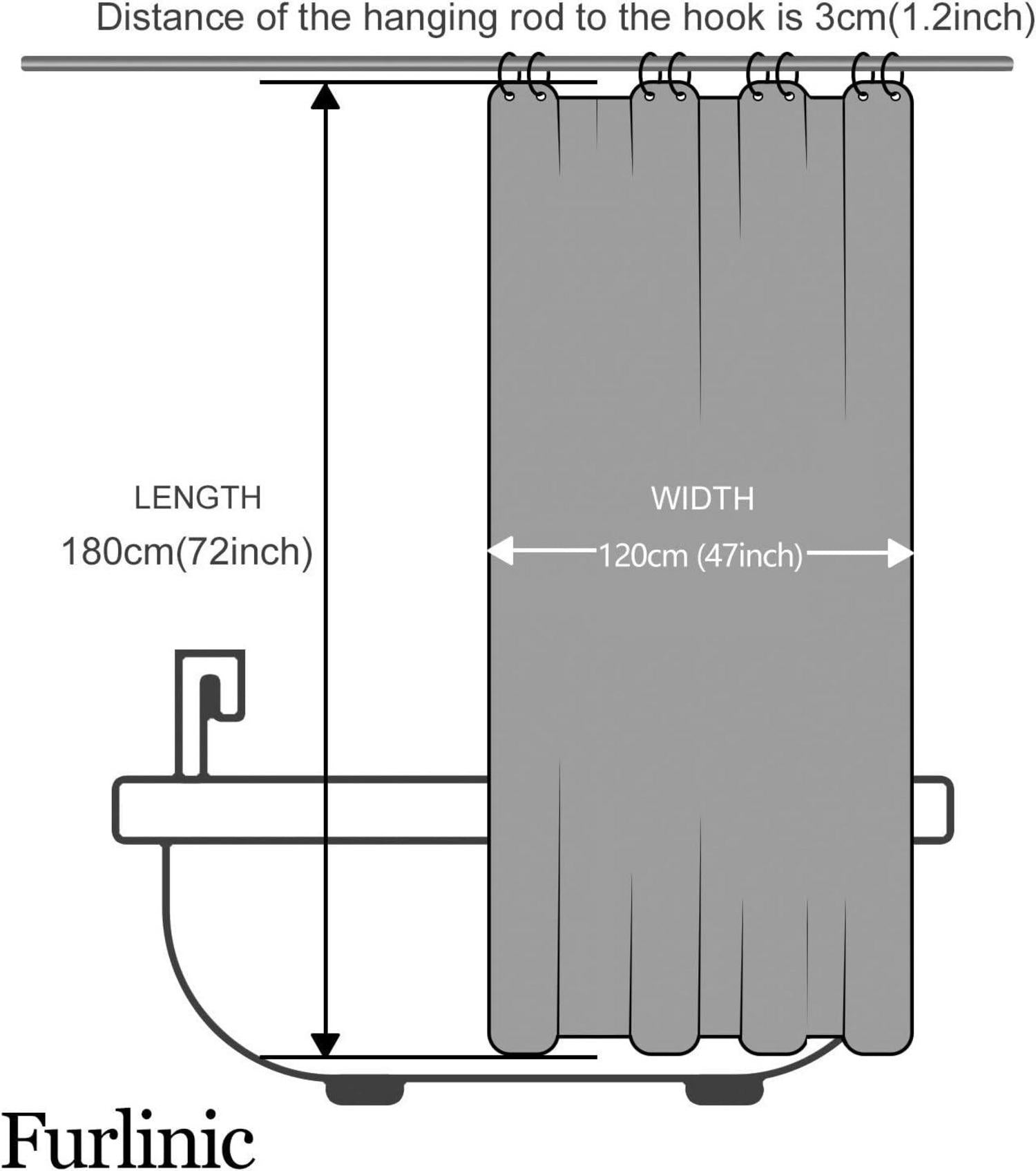Duschvorhang Schwarz Badvorhang Polyester 120x180 Wasserabweisend