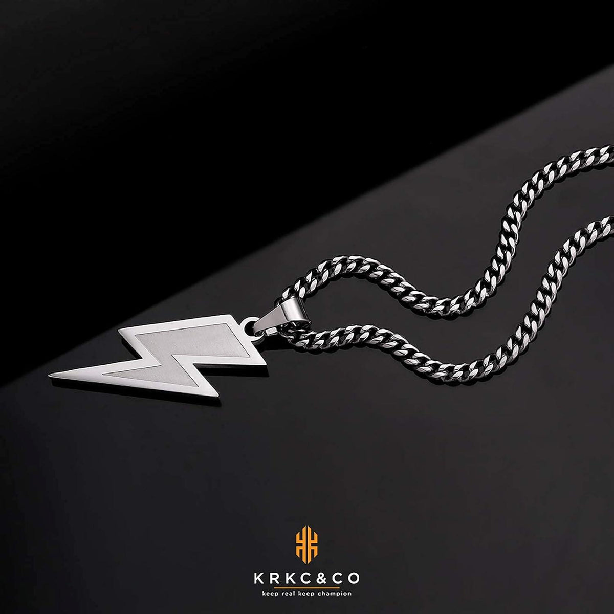 KRKC&CO Anhänger Kette 18K Gold/Weißgold Cuban Link Hip Hop Blitz